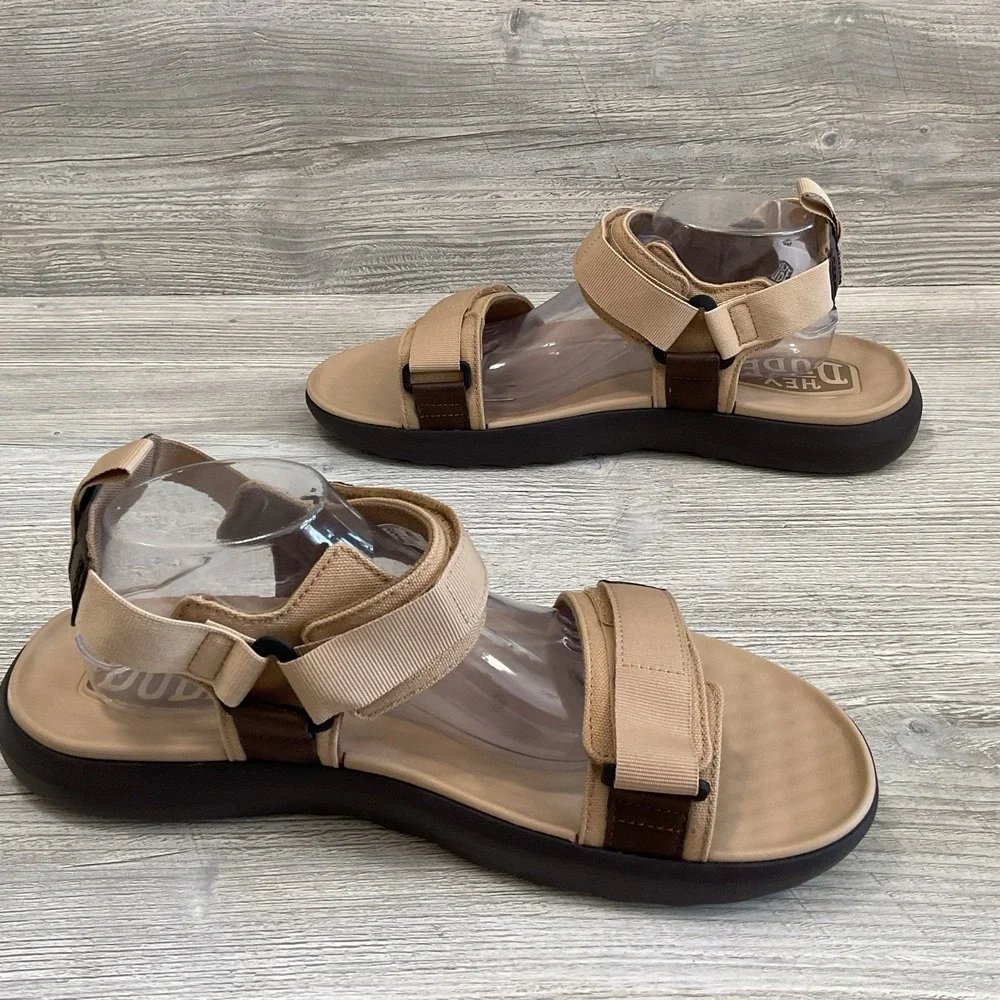 Hey Dude Carson Outdoor Sandals Men's Size 13 Sport Mode Tan Brown Comfort